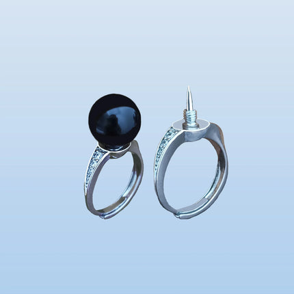 Mysterious Black Pearl Hidden Knife Ring