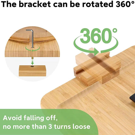 Wooden Clip-On Sofa Armrest Table Foldable Tray