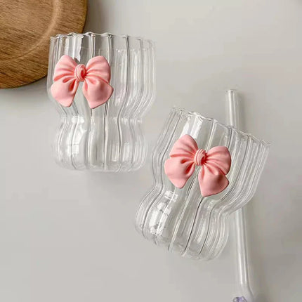 Cute Ribbon Glass Coffee Mug