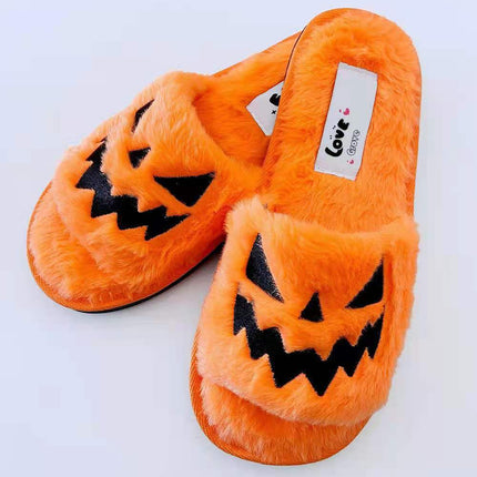 Soft Scary Pumpkin Slippers