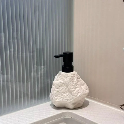 Sculptural Stone-Textured Ceramic Soap Dispenser