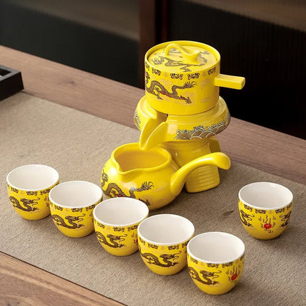 Royal Golden Porcelain Dragon Flow Tea Set