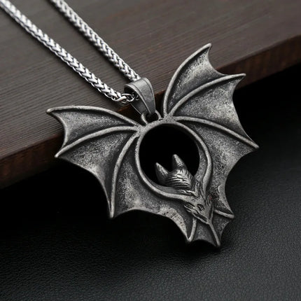 Gothic Night Bat Pendant Necklace