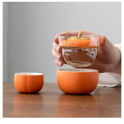 Mini Pumpkin Ceramic Teapot Set