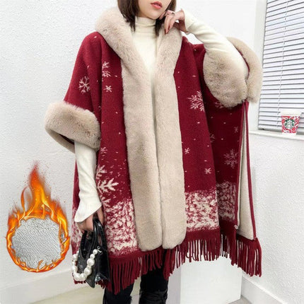 Wearable Blanket Women Lining Long Poncho