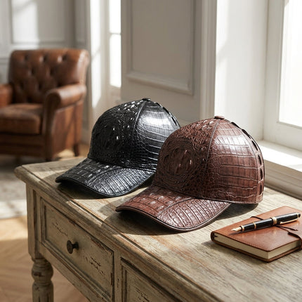 Crocodile Texture Leather Baseball Cap