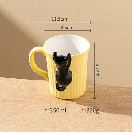 Cute Climbing Cat Ceramic Mug