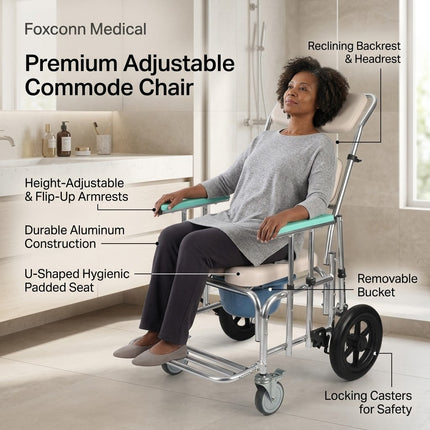 Safe Seat Adjustable Shower Patient Transport Chair