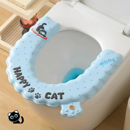 Cat-Print Waterproof Toilet Seat Cushion Cover