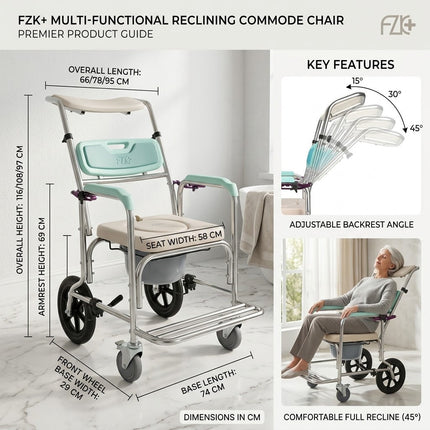 Safe Seat Adjustable Shower Patient Transport Chair