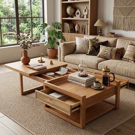 Zen Frame Modular Design Wood Tea Table