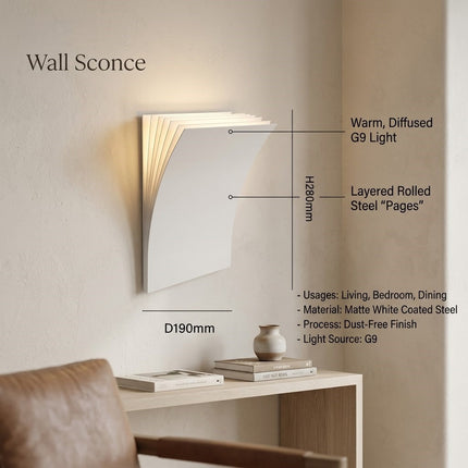 Open Book Ambient Wall Sconce Light