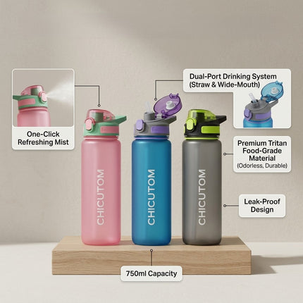 Cool Mist Spray Sports Water Bottle