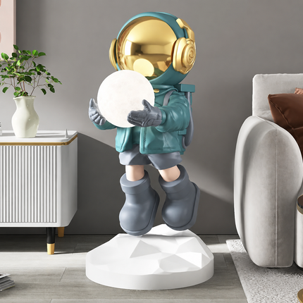 Large Astronaut Floor Decor with LED Light – Space Museum Style Spaceman Statue for Living Room