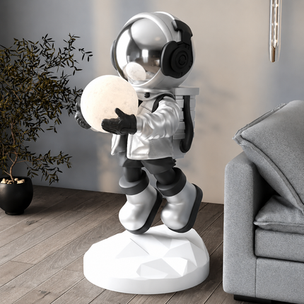 Large Astronaut Floor Decor with LED Light – Space Museum Style Spaceman Statue for Living Room