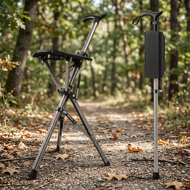 Elderly Foldable Walking Chair Stick