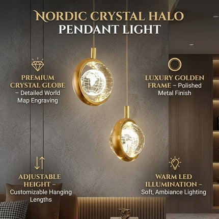 Nordic Crystal Halo Pendant Light