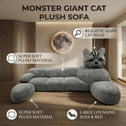 Monster Giant Cat Plush Sleeper Sofa
