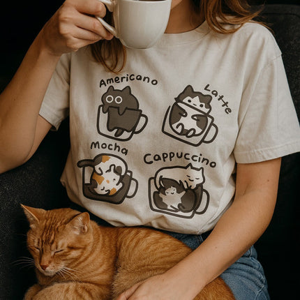 Cat Coffee Lover Funny T-Shirt