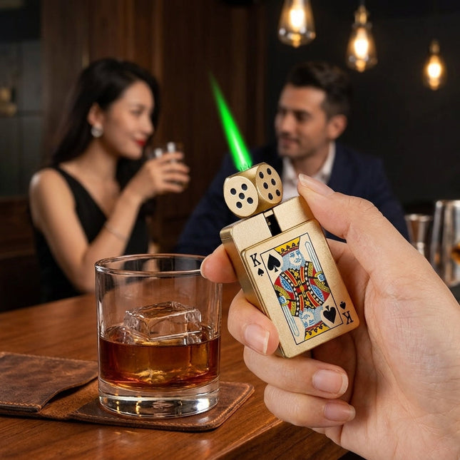 Rotating Dice Card Jet Lighter