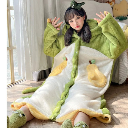 Dreamy Fox Thick Animal-Theme Hooded Blanket Pajamas