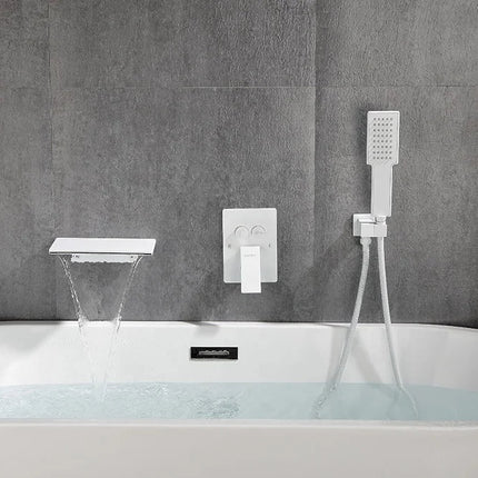 Wall-Embedded Waterfall Spout Bathtub Faucet