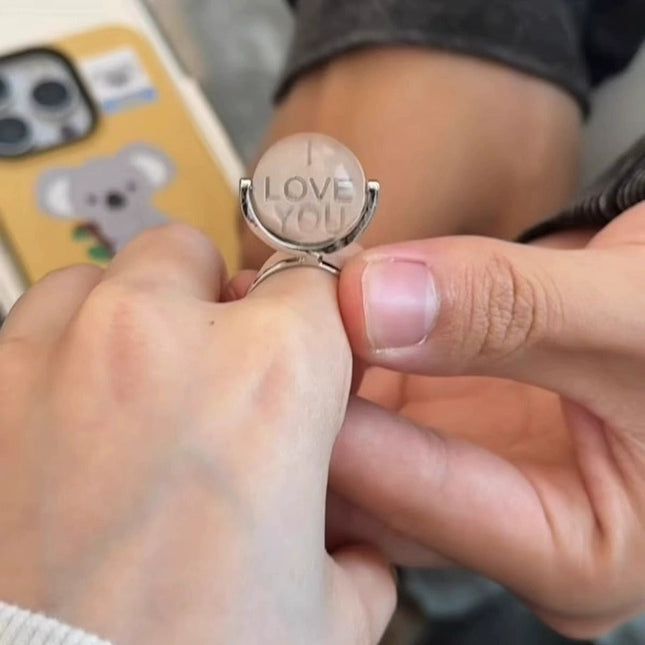 Rotating Disc I Love You Couple Ring