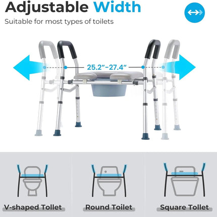 Elderly Friendly Adjustable Portable Toilet Seat