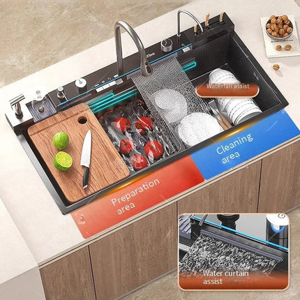 Aqua Magic Digital Display Large Waterfall Multifunctional Kitchen Sink