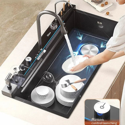 Aqua Magic Digital Display Large Waterfall Multifunctional Kitchen Sink