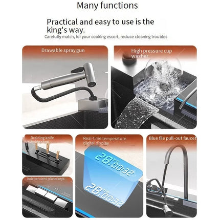 Aqua Magic Digital Display Large Waterfall Multifunctional Kitchen Sink