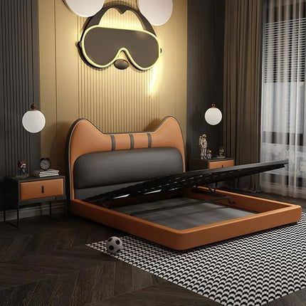 Fancy Cat Leather Modern Kids Bed