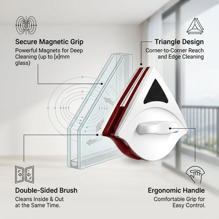 Double Side Magnetic Window Cleaner Brush Tool