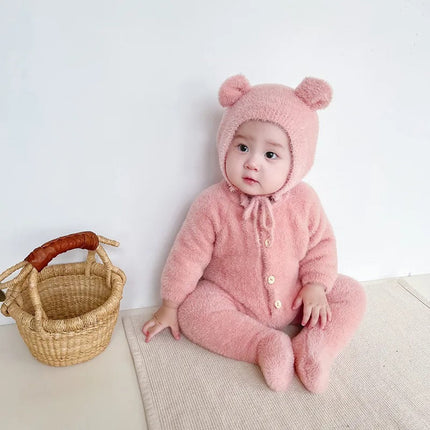 Cozy Bear Plush Newborn Jumpsuit