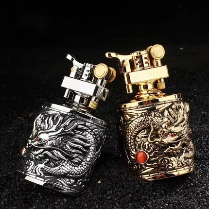 Vintage Dragon Carved Metallic Lighter