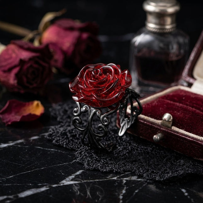 Gothic Dark Rose Ring