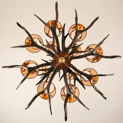 Rustic Antler Black Shade Ceiling Chandelier