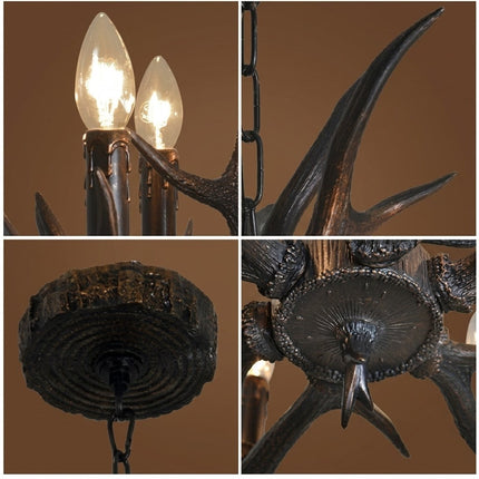 Rustic Antler Black Shade Ceiling Chandelier