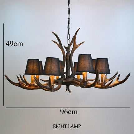 Rustic Antler Black Shade Ceiling Chandelier