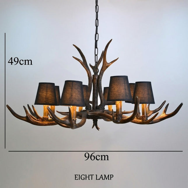 Rustic Antler Black Shade Ceiling Chandelier