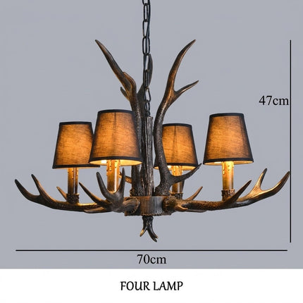 Rustic Antler Black Shade Ceiling Chandelier