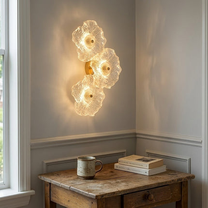 Fiorella Textured Glass Flower Wall Sconce Lamp