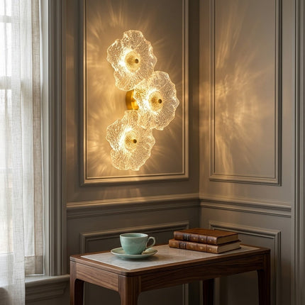 Fiorella Textured Glass Flower Wall Sconce Lamp