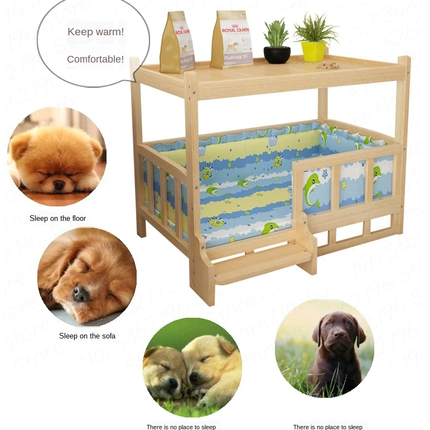 Furry Friend Detachable Pet Wooden Table Bed
