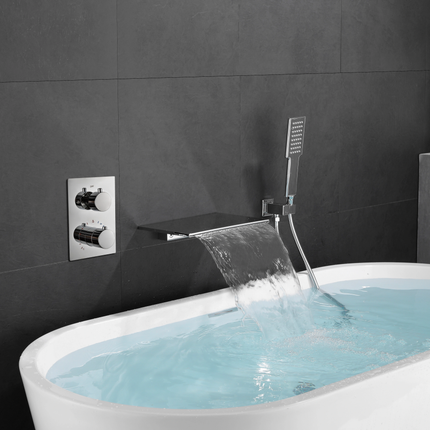 Wall-Embedded Waterfall Spout Bathtub Faucet