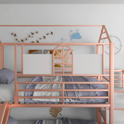 Loft-Style House Roof Frame Playhouse Bunk Bed