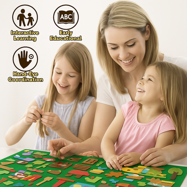 Interactive Early Learning Farm Animals Felt Story Board Set
