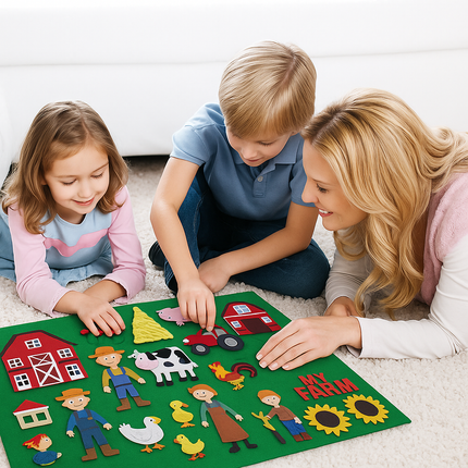 Interactive Early Learning Farm Animals Felt Story Board Set