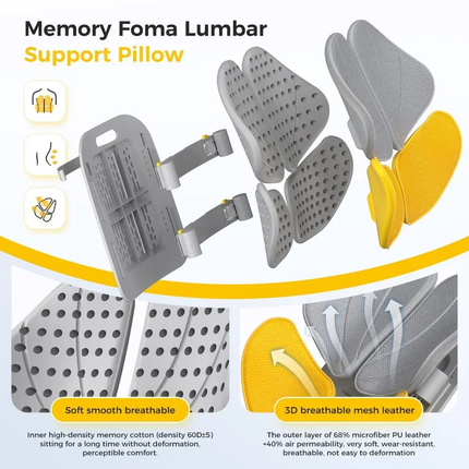 Adjustable Ergonomic Memory Foam Mesh Waist Relief Chair Cushion
