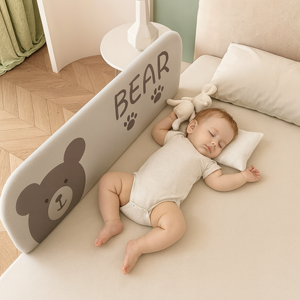 Cute Bear Anti-Fall Foldable Safety Bed Fence